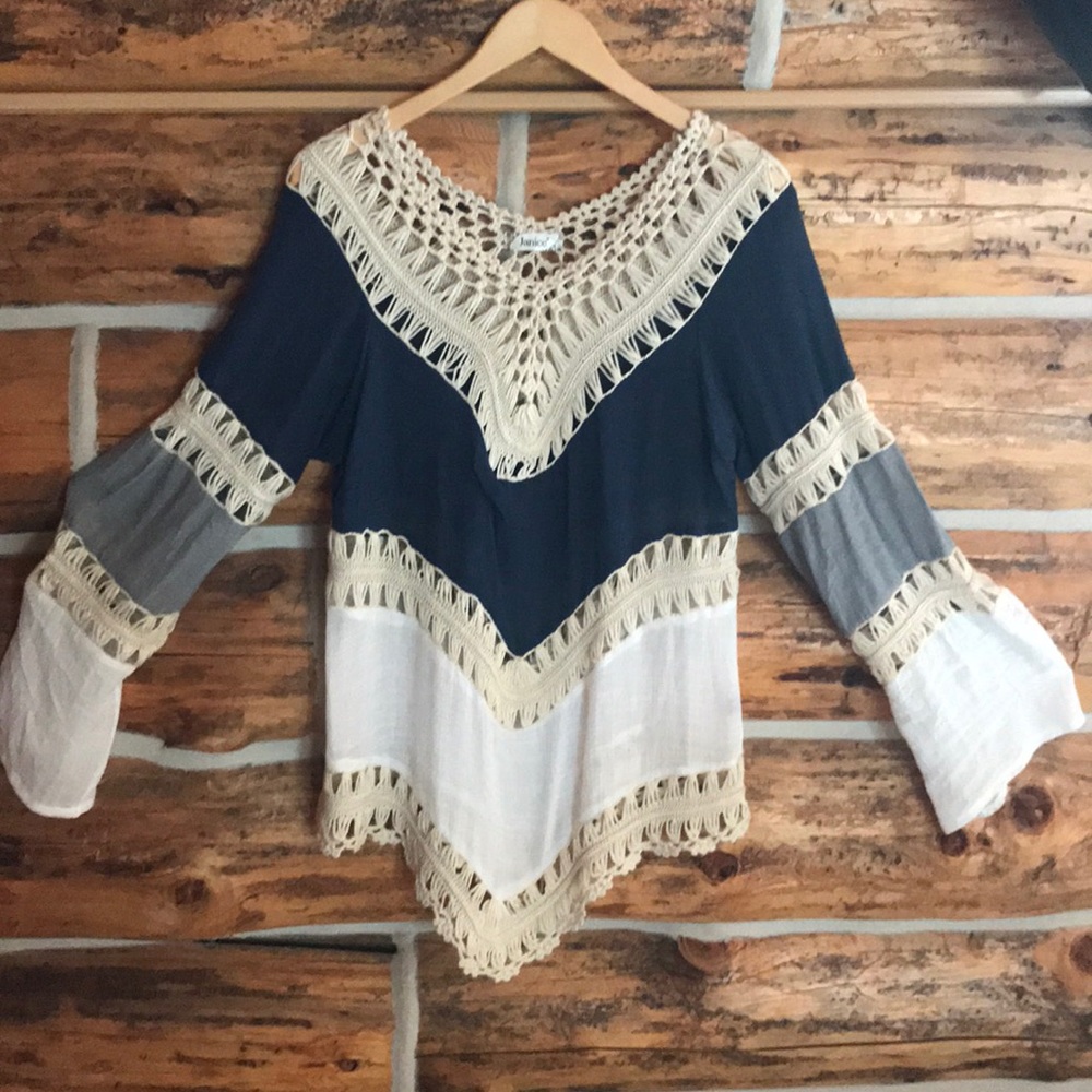 Beachy boho loose knit Janice blouse